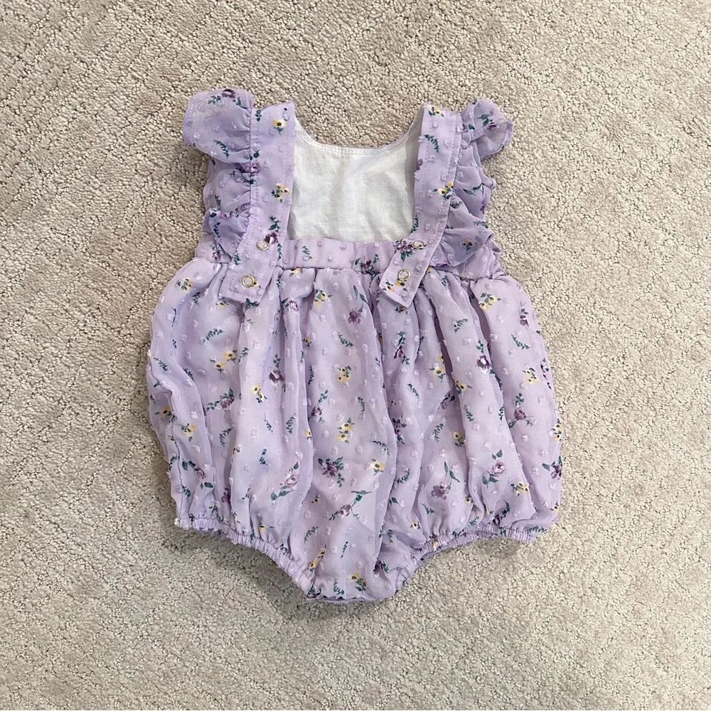 SUN PEONY COCONUT Floral Lilac Romper - Picture 4 of 5